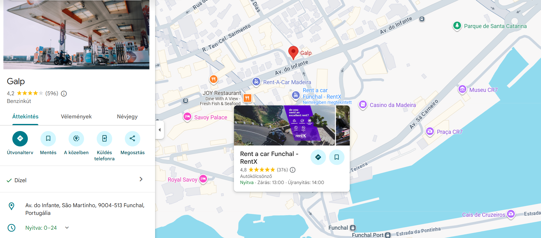 Galp benzinkút – tankolás leadás előtt